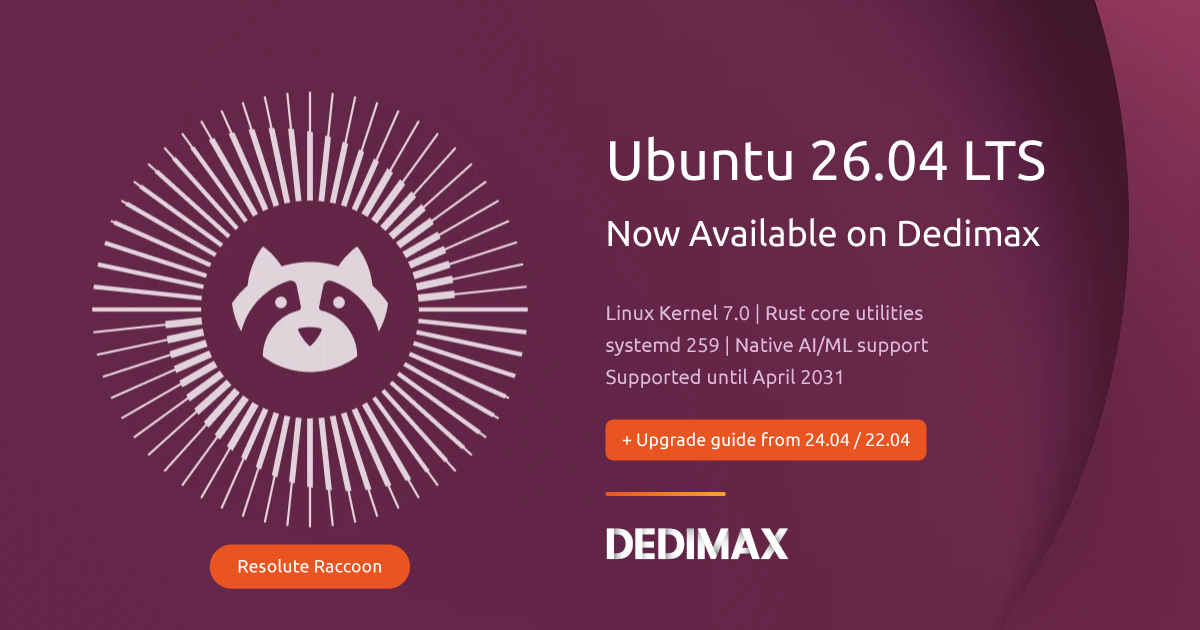 Ubuntu 26.04 LTS Is Here, Now Available on Dedimax Cloud and VPS